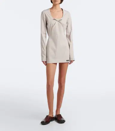 Miu Miu Bow-detail cotton-blend poplin minidress | Thumbnail 3