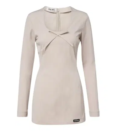 Miu Miu Bow-detail cotton-blend poplin minidress | Thumbnail 1