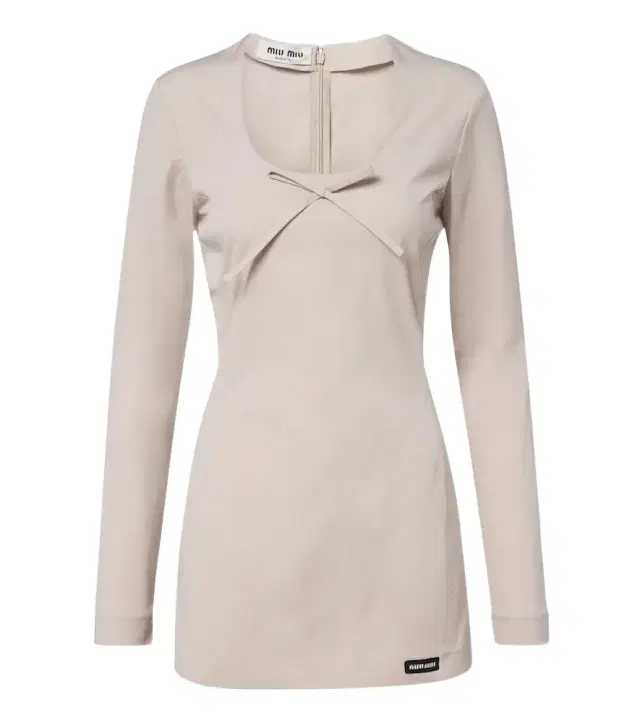 Bow-detail cotton-blend poplin minidress