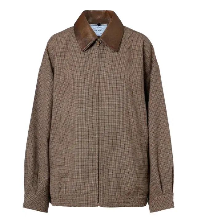 Prada Houndstooth virgin wool blouson jacket