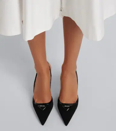 Prada Leather-trimmed slingback pumps | Thumbnail 6