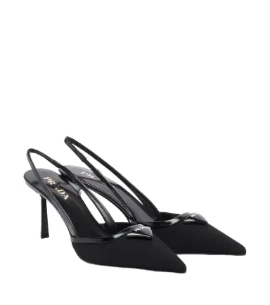 Prada Leather-trimmed slingback pumps | Thumbnail 1