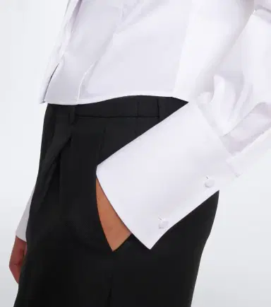 Tom Ford Cropped cotton poplin tuxedo shirt | Thumbnail 2