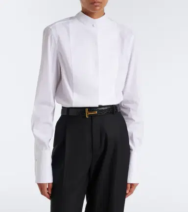 Tom Ford Cropped cotton poplin tuxedo shirt | Thumbnail 5