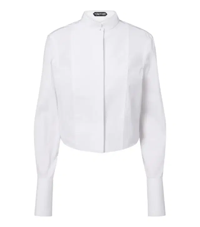 Cropped cotton poplin tuxedo shirt