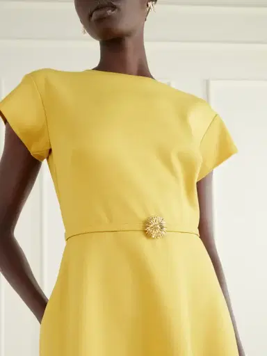 Oscar de la Renta Belted Wool-blend Cady Midi Dress | Thumbnail 4 Oscar de la Renta Belted Wool-blend Cady Midi Dress | Thumbnail 4