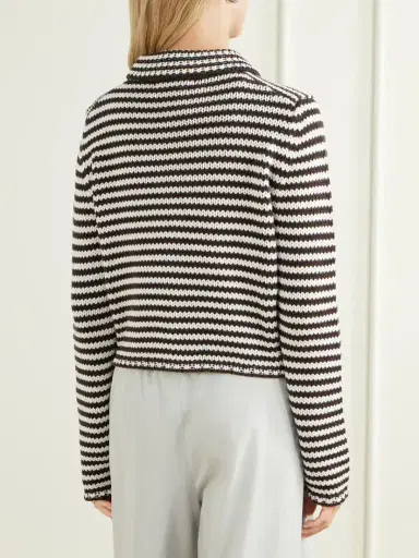 La Ligne Mini Marina Cropped Striped Cotton Cardigan | Thumbnail 3