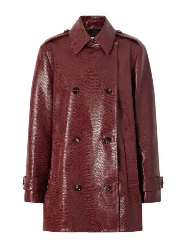 Veronica de Piante Charlotte Double-breasted Snake-effect Leather Trench Coat