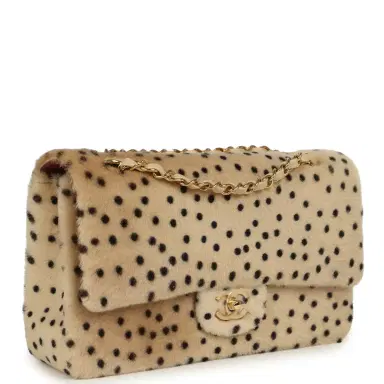 Chanel Chanel "Cheetah Print" Medium Flap Bag Light Beige Calf Hair and Black Lambskin Gold Hardware | Thumbnail 2 Chanel Chanel "Cheetah Print" Medium Flap Bag Light Beige Calf Hair and Black Lambskin Gold Hardware | Thumbnail 2