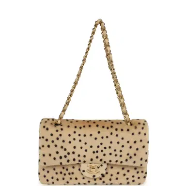 Chanel Chanel "Cheetah Print" Medium Flap Bag Light Beige Calf Hair and Black Lambskin Gold Hardware | Thumbnail 7 Chanel Chanel "Cheetah Print" Medium Flap Bag Light Beige Calf Hair and Black Lambskin Gold Hardware | Thumbnail 7