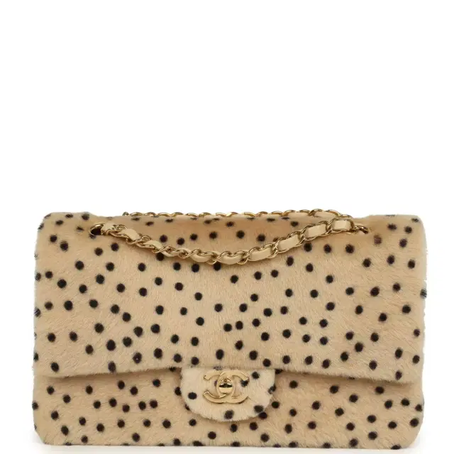 Chanel "Cheetah Print" Medium Flap Bag Light Beige Calf Hair and Black Lambskin Gold Hardware Chanel "Cheetah Print" Medium Flap Bag Light Beige Calf Hair and Black Lambskin Gold Hardware