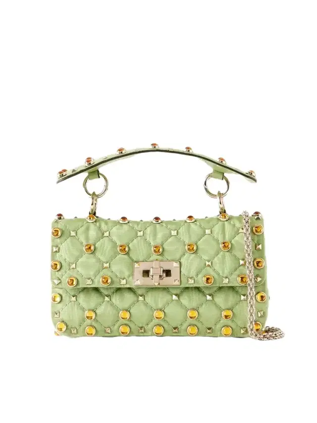 Valentino Garavani Studded Bead-embellished Quilted Moire Shoulder Bag