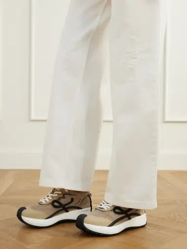 Loewe Pogo Logo-detailed Suede-trimmed Knitted Sneakers | Thumbnail 2