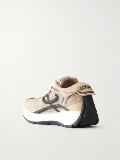 Loewe Pogo Logo-detailed Suede-trimmed Knitted Sneakers | Thumbnail 3
