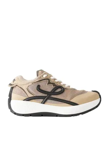 Loewe Pogo Logo-detailed Suede-trimmed Knitted Sneakers | Thumbnail 1