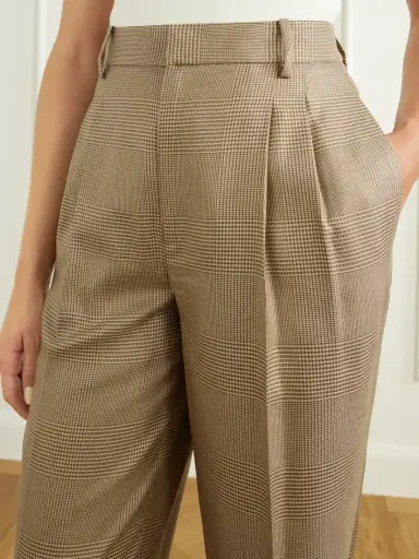 Ralph Lauren Collection Timothy Pleated Prince Of Wales Checked Silk Straight-leg Pants | Thumbnail 5 Ralph Lauren Collection Timothy Pleated Prince Of Wales Checked Silk Straight-leg Pants | Thumbnail 5