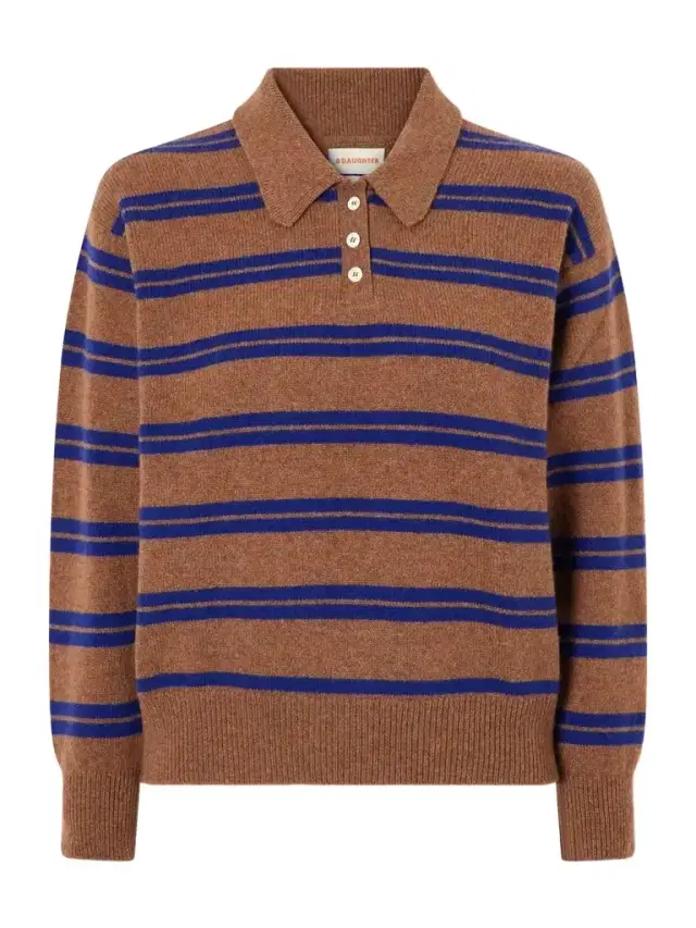 Daughter Edith Striped Wool Polo Sweater