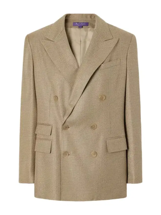 Ralph Lauren Collection Glen Double-breasted Prince Of Wales Checked Silk Blazer