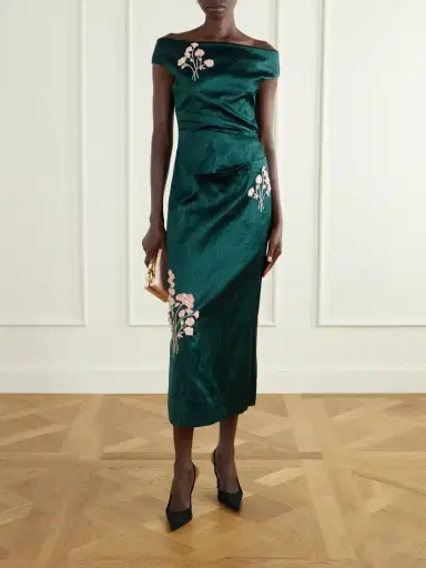 Erdem Floral-embroidered Satin Midi Dress | Thumbnail 2
