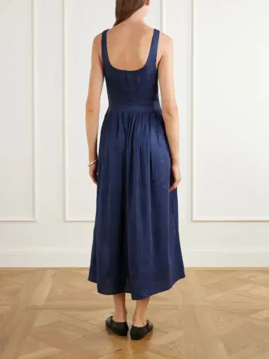 La Ligne Pleated Linen-blend Midi Dress | Thumbnail 3 La Ligne Pleated Linen-blend Midi Dress | Thumbnail 3