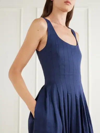 La Ligne Pleated Linen-blend Midi Dress | Thumbnail 4 La Ligne Pleated Linen-blend Midi Dress | Thumbnail 4