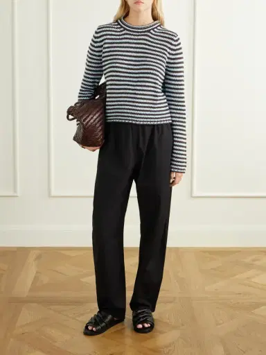 La Ligne Mini Marina Cropped Striped Cotton Sweater | Thumbnail 2 La Ligne Mini Marina Cropped Striped Cotton Sweater | Thumbnail 2
