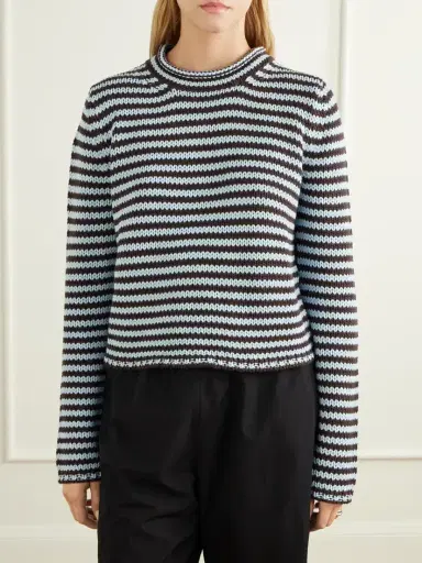 La Ligne Mini Marina Cropped Striped Cotton Sweater | Thumbnail 3 La Ligne Mini Marina Cropped Striped Cotton Sweater | Thumbnail 3