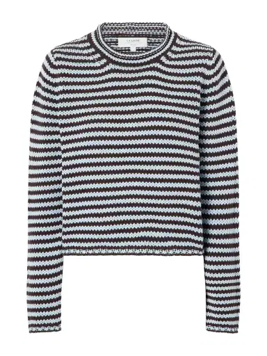 La Ligne Mini Marina Cropped Striped Cotton Sweater | Thumbnail 1 La Ligne Mini Marina Cropped Striped Cotton Sweater | Thumbnail 1