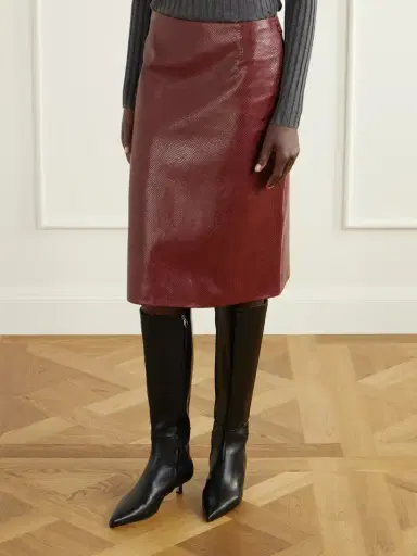 Veronica de Piante Noelia Snake-effect Leather Midi Skirt | Thumbnail 3