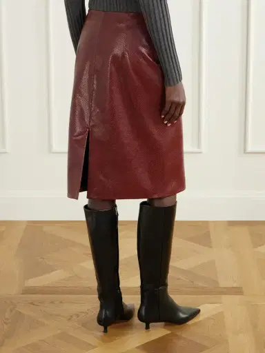 Veronica de Piante Noelia Snake-effect Leather Midi Skirt | Thumbnail 4