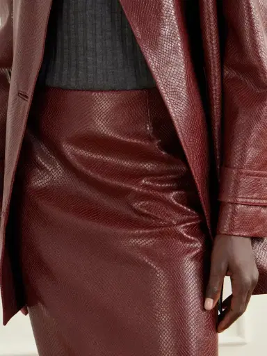 Veronica de Piante Noelia Snake-effect Leather Midi Skirt | Thumbnail 5
