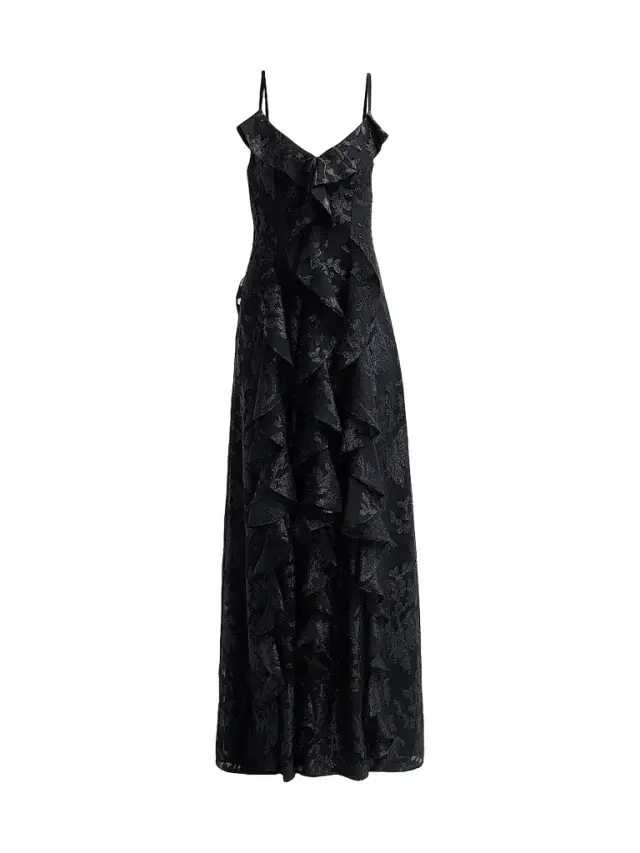 Ramy Brook Women's Penelope Flocked Ruffled Gown - Black Jacquard