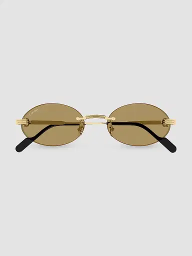 Cartier Men's Première de 53MM Rimless Oval Sunglasses - Gold Light Brown | Thumbnail 2
