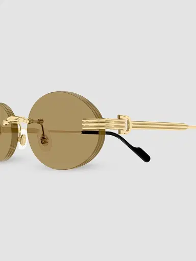 Cartier Men's Première de 53MM Rimless Oval Sunglasses - Gold Light Brown | Thumbnail 3