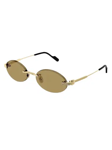 Cartier Men's Première de 53MM Rimless Oval Sunglasses - Gold Light Brown | Thumbnail 1