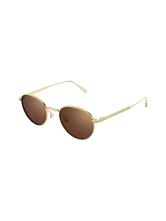 Cartier Men's C de 51MM 24K-Gold-Plated Titanium Round Sunglasses - Gold Brown