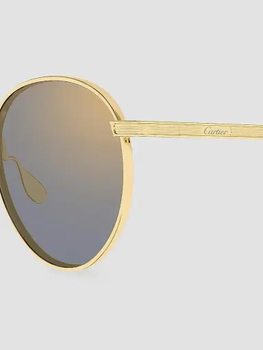 Cartier Men's C de 51MM 24K-Gold-Plated Titanium Round Sunglasses - Gold Grey | Thumbnail 3