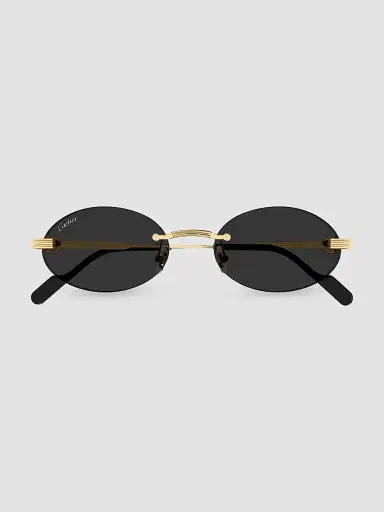 Cartier Men's Première de 53MM Rimless Oval Sunglasses - Gold Black | Thumbnail 2