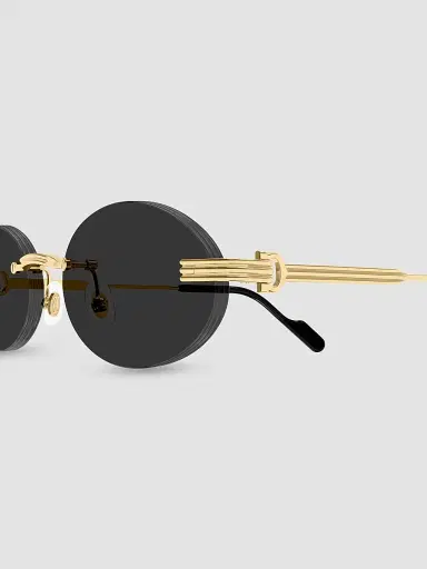 Cartier Men's Première de 53MM Rimless Oval Sunglasses - Gold Black | Thumbnail 3