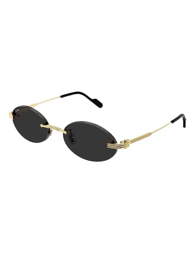 Cartier Men's Première de 53MM Rimless Oval Sunglasses - Gold Black
