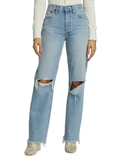 RE/DONE Women's 90s High-Rise Loose Straight Jeans - Breezy Indigo | Thumbnail 3