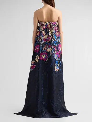 Amsale Women's Strapless Column Gown - Navy Fuchsia | Thumbnail 3