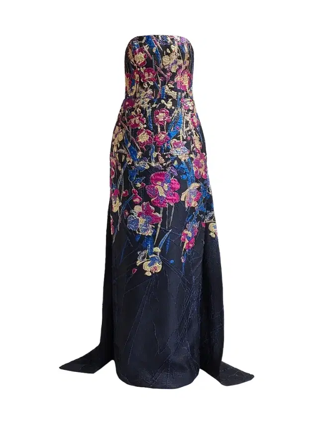 Amsale Women's Strapless Column Gown - Navy Fuchsia