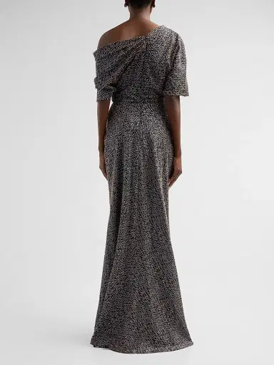 Amsale Women's Brocade Draped One-Shoulder Gown - Ice Blue Multi | Thumbnail 3