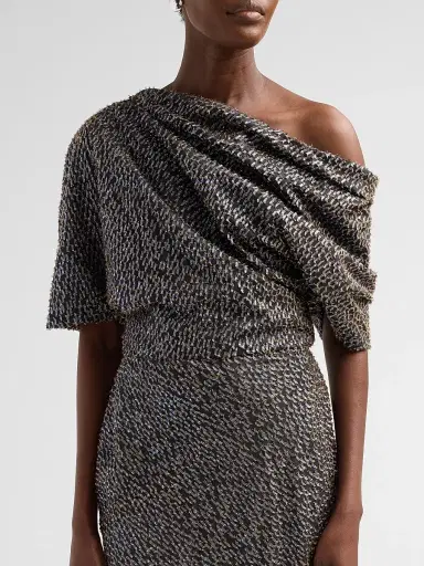 Amsale Women's Brocade Draped One-Shoulder Gown - Ice Blue Multi | Thumbnail 5