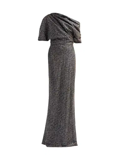 Amsale Women's Brocade Draped One-Shoulder Gown - Ice Blue Multi | Thumbnail 1