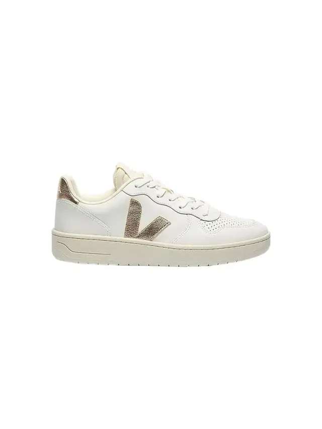 Veja Women's V- Leather-Cotton Low-Top Sneakers - White Gold