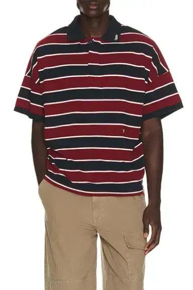 Rhude Fontaine Striped Short Sleeve Polo Shirt | Thumbnail 1