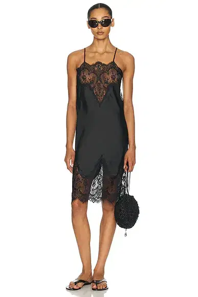 Norma Kamali Bias Slip Dress With Lace