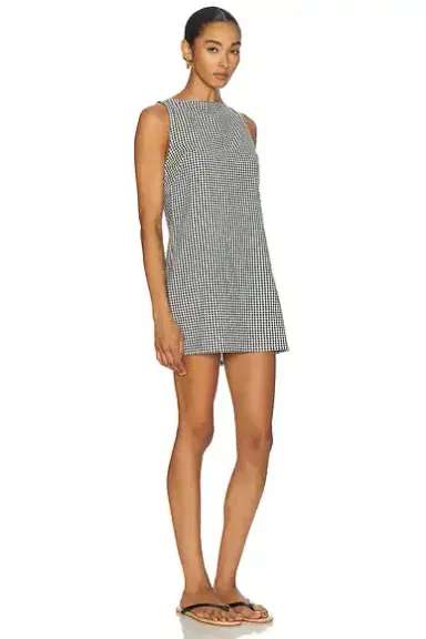 DONNI. The Cotton Gingham Boatneck Dress | Thumbnail 2